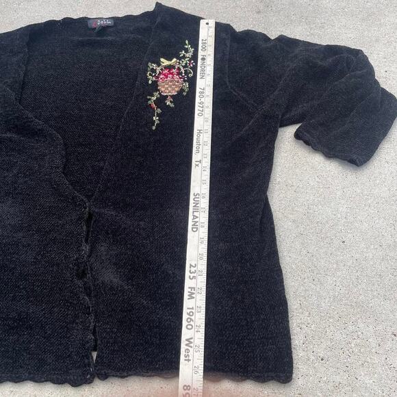 Vintage 90s Womens 3X Cottagecore Cardigan Velvet Embroidery Floral Grunge‎ Goth - Picture 6 of 7